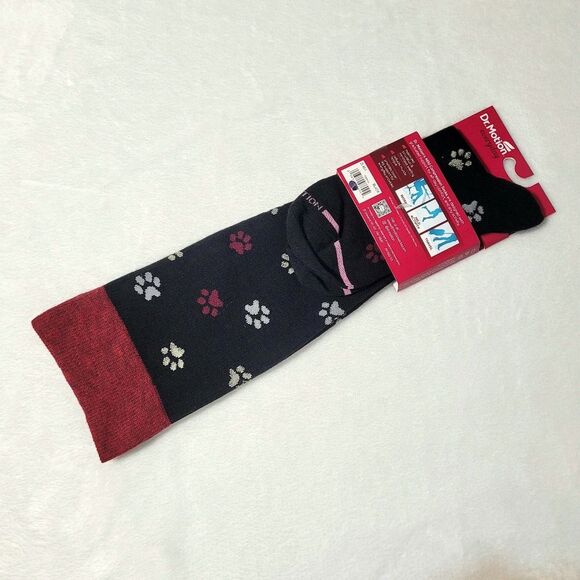 Dr Motion Paw Print Mild Compression Everyday Knee Socks Size 9-11 Shoe 4-10 New - Picture 2 of 5